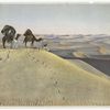 Men and camels in the desert.