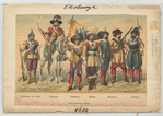 Dreissigjäriger Krieg. Arkabusier zu Pferd, Trompeter, Fähnrich, Officier, Musketier, Pikenier