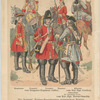 Oesterreich-Ungarn. Die Kaiserl. Reiter-Reg-ter spanischer Nation: [1]Hauptmann, Trommler, Grenadier, Dragoner vom Dragoner-Regiment Galbes; [2] Dragoner, Kürassier vom Kür.-Rgt. Cordova; [3] Unteroffizier der Karabinier-Komp. vom Kür.-Rgt. Morras-Onnobia. 1712