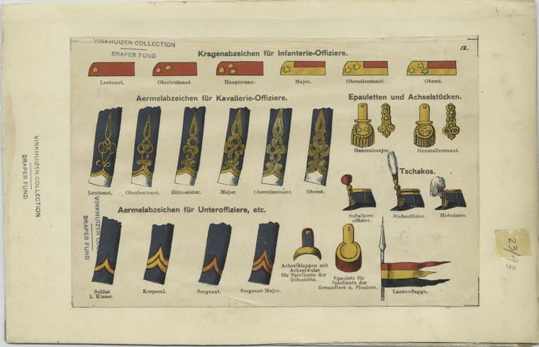Kragenabzeichen für Infanterie-Offiziere, Aermelabzeichen für Kavllerie ...