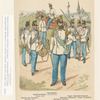Oesterreich-Ungarn: Hornist und Trommler (Deutsche Inf.); Subaltern-Offizier (Ungar. Inf.); Stabs-Offizier (Deutsche Inf.); Regiments-Tambour (Deutsche Inf.); Deutscher Infanterist; Ungar. Grenadier-Korporal; Ungar. Grenadier, 1859