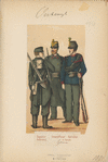 Sappeur (feldmässig); Genie: Unterofficier, Gefreiter (in Parade). 1880