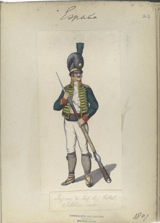 Rejim. de Infanteria ligera Cataluña. Soldado raso. 1807 - NYPL Digital ...