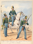 Egercito Español.  Reg-to Reyna Gobernadora, No. 27 de infanteria: Commante, Corneta y Soldado de Cazadores