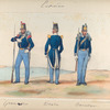 1. Granadero, 2. Capitan, 3. Cazador. 1846