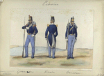 1. Granadero, 2. Capitan, 3. Cazador. 1846