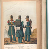 Uniforme de diario: Regimiento de granaderos de la Corona (Sargiento 1-o), Batallones de Cazadores (Sargiento 1-o), Regimientos de Linea (Sargiento 2-o). 1853