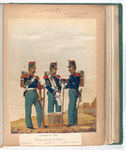Uniforme de Gala. Regimientos de Linea: Corneta, Tambor, Cabo de tambores. 1853