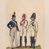 Spanish Army A, 1. Canonier Royal artillery, 2. Fusitier of the 1st Regt Estramadura 3. Dragoon of the Regt Famora