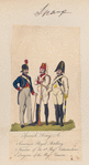 Spanish Army A, 1. Canonier Royal artillery, 2. Fusitier of the 1st Regt Estramadura 3. Dragoon of the Regt Famora