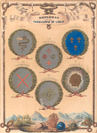 Emblemas  de La Caballeria De Linea, I. Rey, II. Borbon, III. Infante, IV. Farnesio, V. España, VI. Alcantara