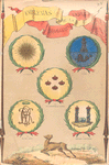 Emblemas de La Caballeria Ligera, I. Olivenza, II. Luzon, III. Voluntarios de España, VI. Maria Luisa, V. Husares Españoles