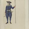 Vereenigde Provincien der Nederlanden] Een Tweede Canonnier Conducteur of Handlanger gewapend met een aanvuingssrang [?] of Veldsrok. 1680