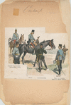 Zugeteilter Dragoneroffizier; Pionieroffizier in Bluse; General; Generalstabsoffizier; Major vom Geniestab; Offizier der reitenden Artillerie