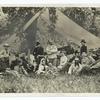 Custer, his officers, and their families, in camp.