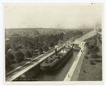 Ships passing through locks of the Welland Canal.