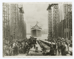 Lauching of the Asturias, the largest motor ship, Belfast, 1925.
