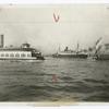 Traffic in the Hudson River, New York.
