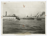 Traffic in the Hudson River, New York.