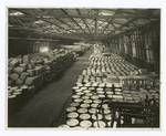 Interior of a freight shed, Cunard docks, New York.