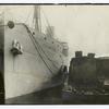 Unloading fruit from steamer to a refrigerator car.