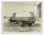 Milk truck with glass-lined truck.