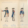 Een Officier der Artillerie (in de groote monteering),Een Officier der Artillerie (in de kleine monteering), Een Constapel of Canonnier ten tijde van den Luitenant Generaal en chef der Artillerie Leonard baron van Creutznach. 1769In 1744 werden de geweren voor de Officieren en Onderofficieren afgeschaft