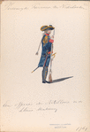 Een Officier der Artillerie in de kleine Monteering. 1769