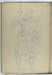 Soldier wearing armor, with sword and shield