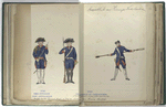 Een Officier der Artillerie ten tijde van den Generaal Majoor en chef der Artillerie Johan Frederik Martfeldt. 1780;  Constapels of Canonniers (zwarte slobkousen = winter-; witte = zomerdracht). 1780
