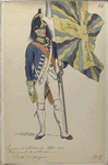Service de Hollande 1781- 1795, Regiment de Meuron. Porte enseigne. 1781