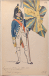 Service de Hollande 1781- 1795, Regiment de Meuron. Porte enseigne. 1781