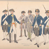 Amsterdam. De nieuwe Burgerij in de Oranje. Constitutie va 1787: Officier, Sergeant, Korporaal, Tamboer, Schutters. 1787
