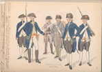 Amsterdam. De nieuwe Burgerij in de Oranje. Constitutie va 1787: Officier, Sergeant, Korporaal, Tamboer, Schutters. 1787