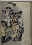 Corps de Guard. 1785: 1. Gardes-Dragonders, 2. Oranje- Vriesland, 3. Hessen-Philipsthal, 4. Stöcken (A. F. Baron), 5. Rechteren (F.W. Graaf), 6. Dragonders Hessen-Cassel (F. Prins van)