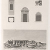 [1. et 2. Temple monolythe (Philée); 3-5. Porte latérale, soubassement des balcons et fenétre du palais attenant au temple de Thébes (Medinet-Abou)]; [6.] Vue d'un temple de Thèbes à Kournou [Qurna].