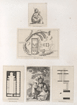 1. Fellah ou Paysan Egyptian. 2. Plan du temple du Quarnaq [Karnak]. 3. Plan de Monastére blanc. 4. [Le musulman entouré de tout ce qu'il aime ...] 5. Plan de Memnonium