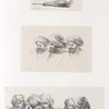 1. Serpents dont les psylles se servent pour leur jongleries ... ; 2. Trois têtes d'Arabes. 3. Têtes des négociants de la Mekke , que j'ai dessinées à Cosséïr.