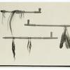 Sioux Indian pipes of red stone with decorated and carved stems
