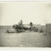 Horse drawn hay piling