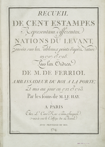 Recueil de cent estampes representant differentes nations du Levant