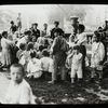Story hour group in Hudson Park, adjoining Hudson Park Branch, 1910