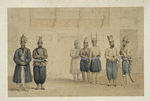Cabul : retinue of Shah Shoojau Ool Moolk, Mahomed Shah Giljee, chief executioner, Ghufoor, a mutilator