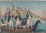Dutch soldiers in a boat with slaves from the Colonies, Africa