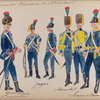 Vereenigde Provincien der Nederlander. Frans Emigrante: Officier Rang.... Jagers. M...lant. Sergeant en Kannonier