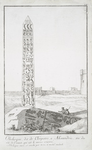 Obélisque, dit de Cléopatre, à Aléxandrie, vu du côté de l'ouest, qui est le mieux conservé. (a. Obelisque cassé, et couché par terre, à moitié enséveli).