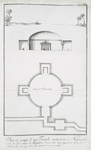 Plan et coupe d'un Temple souterrein à Négropole, à côté, du Port vieux d'Aléxandrie, et qui, selon toute apparence, aura servi de  Catacombe, parceque tous les environs en sont remplis.