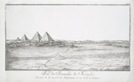 Vue des Pyramides de Memphis, dessinée de la maison du Käimakan, à une lieuë de distance.