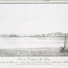 Vue de Tschibel Ell Deir. (a. Couvent Cophte de Notre Dame, b. Village ruiné, c. Escaliers pratiqués dans le rocher, d. Espece d'un aqueduc antique, e. Embouchure d'où on a oté les pierres pour batir, f. Sortie des escaliers, g. Carrieres et grottes.)