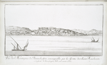 Vue des Montagnes de Bennehassein, remarquables par les Grottes de Saints Anachorètes. ( a. les Grottes, b. Bennehassein, Ville entiérement ruinée)